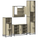 vidaXL Set de mobilier de baie din 4 piese din lemn de stejar Sonoma vidaXL Set de mobilier de baie din 4 piese din lemn de stejar Sonoma