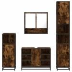 vidaXL Set de mobilier de baie 4 piese Lemn prelucrat de stejar afumat vidaXL Set de mobilier de baie 4 piese Lemn prelucrat de stejar afumat
