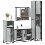 vidaXL Set de mobilier de baie 4 piese Lemn stratificat gri Sonoma vidaXL Set de mobilier de baie 4 piese Lemn stratificat gri Sonoma