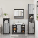 vidaXL Set de mobilier de baie 4 piese Lemn stratificat gri Sonoma vidaXL Set de mobilier de baie 4 piese Lemn stratificat gri Sonoma