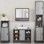 vidaXL Set de mobilier de baie 4 piese Lemn stratificat gri Sonoma vidaXL Set de mobilier de baie 4 piese Lemn stratificat gri Sonoma