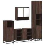 vidaXL Set de mobilier de baie din 4 piese din lemn de stejar maro vidaXL Set de mobilier de baie din 4 piese din lemn de stejar maro