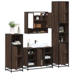 vidaXL Set de mobilier de baie din 4 piese din lemn de stejar maro vidaXL Set de mobilier de baie din 4 piese din lemn de stejar maro