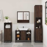 vidaXL Set de mobilier de baie din 4 piese din lemn de stejar maro vidaXL Set de mobilier de baie din 4 piese din lemn de stejar maro