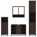 vidaXL Set de mobilier de baie din 4 piese din lemn de stejar maro vidaXL Set de mobilier de baie din 4 piese din lemn de stejar maro