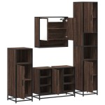 vidaXL Set de mobilier de baie din 4 piese din lemn de stejar maro vidaXL Set de mobilier de baie din 4 piese din lemn de stejar maro