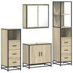 vidaXL Set de mobilier de baie din 4 piese din lemn de stejar Sonoma vidaXL Set de mobilier de baie din 4 piese din lemn de stejar Sonoma