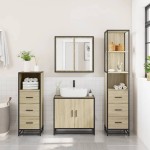 vidaXL Set de mobilier de baie din 4 piese din lemn de stejar Sonoma vidaXL Set de mobilier de baie din 4 piese din lemn de stejar Sonoma