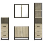 vidaXL Set de mobilier de baie din 4 piese din lemn de stejar Sonoma vidaXL Set de mobilier de baie din 4 piese din lemn de stejar Sonoma
