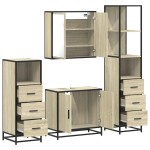 vidaXL Set de mobilier de baie din 4 piese din lemn de stejar Sonoma vidaXL Set de mobilier de baie din 4 piese din lemn de stejar Sonoma