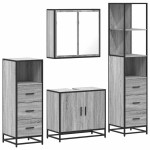 vidaXL Set de mobilier de baie 4 piese Lemn stratificat gri Sonoma vidaXL Set de mobilier de baie 4 piese Lemn stratificat gri Sonoma
