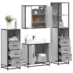 vidaXL Set de mobilier de baie 4 piese Lemn stratificat gri Sonoma vidaXL Set de mobilier de baie 4 piese Lemn stratificat gri Sonoma