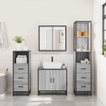 vidaXL Set de mobilier de baie 4 piese Lemn stratificat gri Sonoma vidaXL Set de mobilier de baie 4 piese Lemn stratificat gri Sonoma