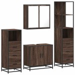 vidaXL Set de mobilier de baie din 4 piese din lemn de stejar maro vidaXL Set de mobilier de baie din 4 piese din lemn de stejar maro