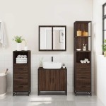 vidaXL Set de mobilier de baie din 4 piese din lemn de stejar maro vidaXL Set de mobilier de baie din 4 piese din lemn de stejar maro