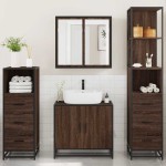 vidaXL Set de mobilier de baie din 4 piese din lemn de stejar maro vidaXL Set de mobilier de baie din 4 piese din lemn de stejar maro