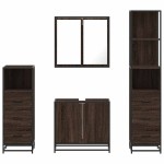 vidaXL Set de mobilier de baie din 4 piese din lemn de stejar maro vidaXL Set de mobilier de baie din 4 piese din lemn de stejar maro