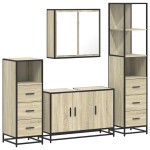vidaXL Set de mobilier de baie din 4 piese din lemn de stejar Sonoma vidaXL Set de mobilier de baie din 4 piese din lemn de stejar Sonoma