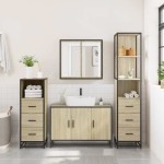 vidaXL Set de mobilier de baie din 4 piese din lemn de stejar Sonoma vidaXL Set de mobilier de baie din 4 piese din lemn de stejar Sonoma