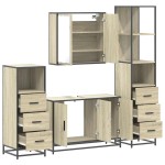 vidaXL Set de mobilier de baie din 4 piese din lemn de stejar Sonoma vidaXL Set de mobilier de baie din 4 piese din lemn de stejar Sonoma