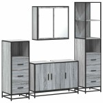 vidaXL Set de mobilier de baie 4 piese Lemn stratificat gri Sonoma vidaXL Set de mobilier de baie 4 piese Lemn stratificat gri Sonoma
