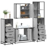 vidaXL Set de mobilier de baie 4 piese Lemn stratificat gri Sonoma vidaXL Set de mobilier de baie 4 piese Lemn stratificat gri Sonoma