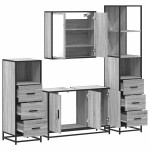 vidaXL Set de mobilier de baie 4 piese Lemn stratificat gri Sonoma vidaXL Set de mobilier de baie 4 piese Lemn stratificat gri Sonoma