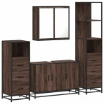 vidaXL Set de mobilier de baie din 4 piese din lemn de stejar maro vidaXL Set de mobilier de baie din 4 piese din lemn de stejar maro