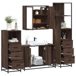 vidaXL Set de mobilier de baie din 4 piese din lemn de stejar maro vidaXL Set de mobilier de baie din 4 piese din lemn de stejar maro