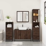 vidaXL Set de mobilier de baie din 4 piese din lemn de stejar maro vidaXL Set de mobilier de baie din 4 piese din lemn de stejar maro