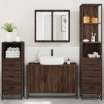 vidaXL Set de mobilier de baie din 4 piese din lemn de stejar maro vidaXL Set de mobilier de baie din 4 piese din lemn de stejar maro