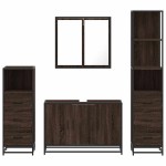 vidaXL Set de mobilier de baie din 4 piese din lemn de stejar maro vidaXL Set de mobilier de baie din 4 piese din lemn de stejar maro