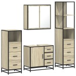 vidaXL Set de mobilier de baie din 4 piese din lemn de stejar Sonoma vidaXL Set de mobilier de baie din 4 piese din lemn de stejar Sonoma