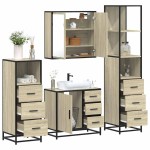 vidaXL Set de mobilier de baie din 4 piese din lemn de stejar Sonoma vidaXL Set de mobilier de baie din 4 piese din lemn de stejar Sonoma