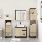 vidaXL Set de mobilier de baie din 4 piese din lemn de stejar Sonoma vidaXL Set de mobilier de baie din 4 piese din lemn de stejar Sonoma