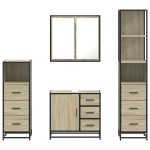 vidaXL Set de mobilier de baie din 4 piese din lemn de stejar Sonoma vidaXL Set de mobilier de baie din 4 piese din lemn de stejar Sonoma