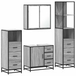 vidaXL Set de mobilier de baie 4 piese Lemn stratificat gri Sonoma vidaXL Set de mobilier de baie 4 piese Lemn stratificat gri Sonoma