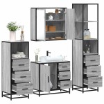 vidaXL Set de mobilier de baie 4 piese Lemn stratificat gri Sonoma vidaXL Set de mobilier de baie 4 piese Lemn stratificat gri Sonoma