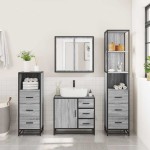 vidaXL Set de mobilier de baie 4 piese Lemn stratificat gri Sonoma vidaXL Set de mobilier de baie 4 piese Lemn stratificat gri Sonoma
