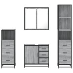 vidaXL Set de mobilier de baie 4 piese Lemn stratificat gri Sonoma vidaXL Set de mobilier de baie 4 piese Lemn stratificat gri Sonoma