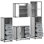 vidaXL Set de mobilier de baie 4 piese Lemn stratificat gri Sonoma vidaXL Set de mobilier de baie 4 piese Lemn stratificat gri Sonoma