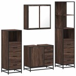 vidaXL Set de mobilier de baie din 4 piese din lemn de stejar maro vidaXL Set de mobilier de baie din 4 piese din lemn de stejar maro