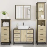 vidaXL Set de mobilier de baie din 4 piese din lemn de stejar Sonoma vidaXL Set de mobilier de baie din 4 piese din lemn de stejar Sonoma