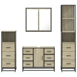 vidaXL Set de mobilier de baie din 4 piese din lemn de stejar Sonoma vidaXL Set de mobilier de baie din 4 piese din lemn de stejar Sonoma