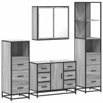 vidaXL Set de mobilier de baie 4 piese Lemn stratificat gri Sonoma vidaXL Set de mobilier de baie 4 piese Lemn stratificat gri Sonoma