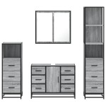 vidaXL Set de mobilier de baie 4 piese Lemn stratificat gri Sonoma vidaXL Set de mobilier de baie 4 piese Lemn stratificat gri Sonoma
