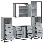 vidaXL Set de mobilier de baie 4 piese Lemn stratificat gri Sonoma vidaXL Set de mobilier de baie 4 piese Lemn stratificat gri Sonoma