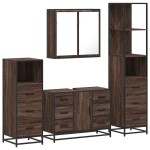 vidaXL Set de mobilier de baie din 4 piese din lemn de stejar maro vidaXL Set de mobilier de baie din 4 piese din lemn de stejar maro