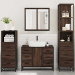 vidaXL Set de mobilier de baie din 4 piese din lemn de stejar maro vidaXL Set de mobilier de baie din 4 piese din lemn de stejar maro