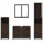 vidaXL Set de mobilier de baie din 4 piese din lemn de stejar maro vidaXL Set de mobilier de baie din 4 piese din lemn de stejar maro